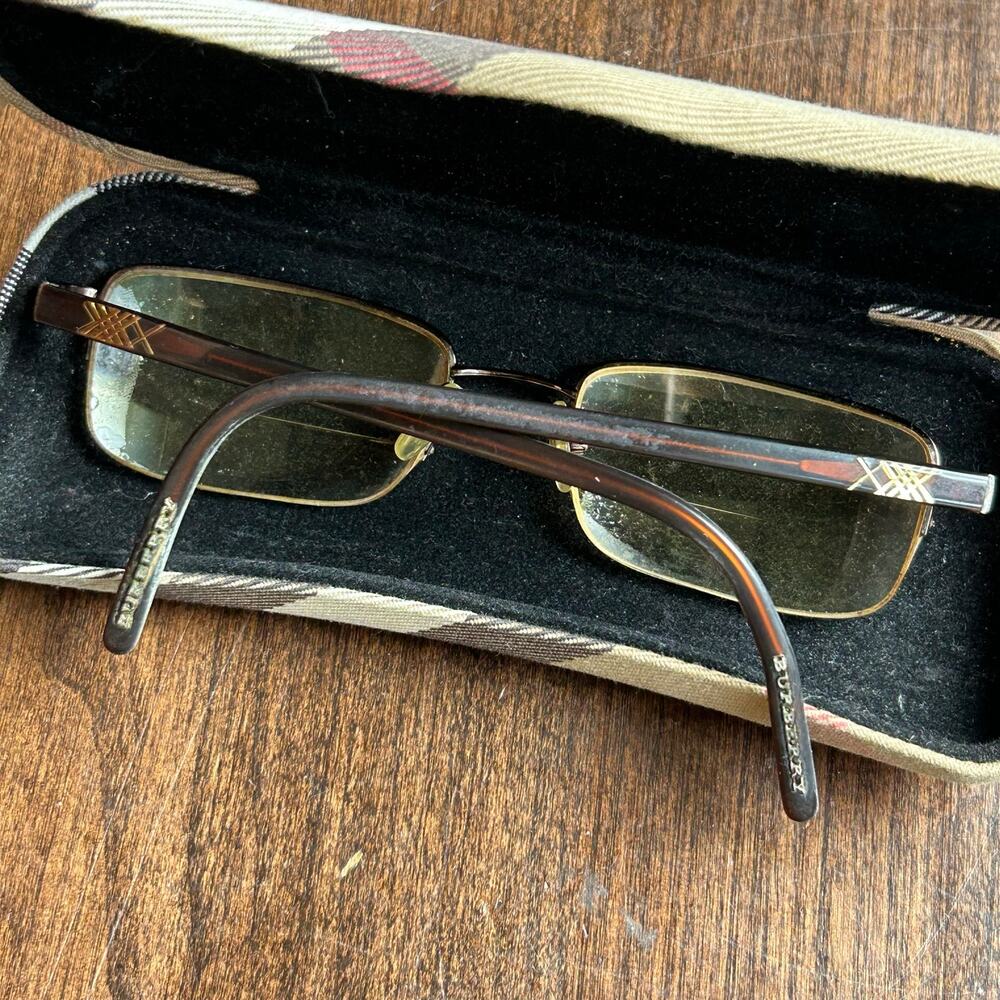 Vintage Burberry eyeglasses dark metal frame & case
